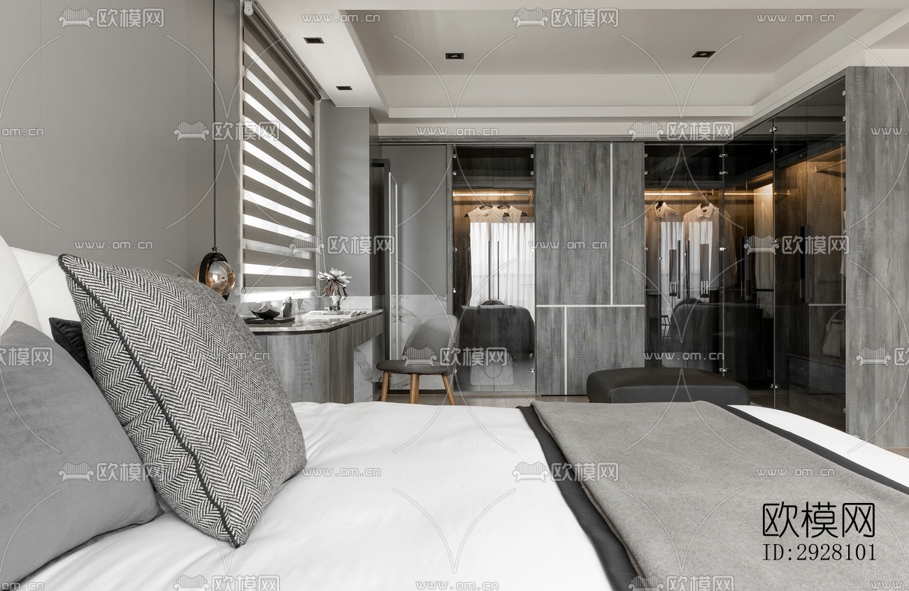 高级灰公寓效果图下载（渲染图5）