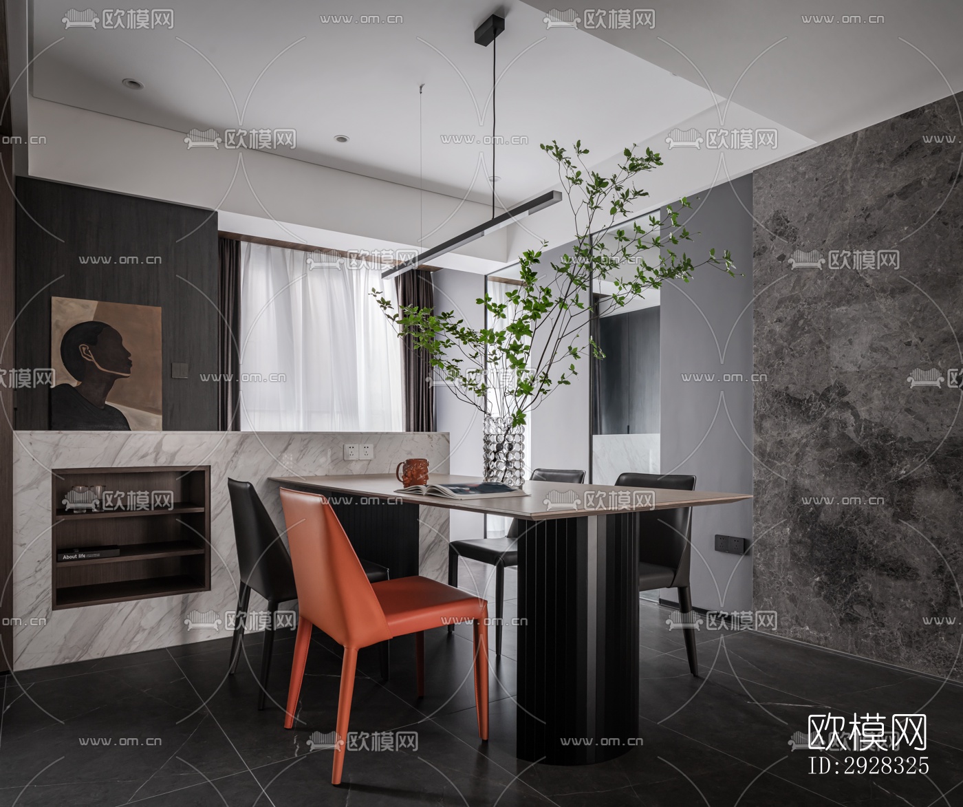 现代平层效果图下载（渲染图10）