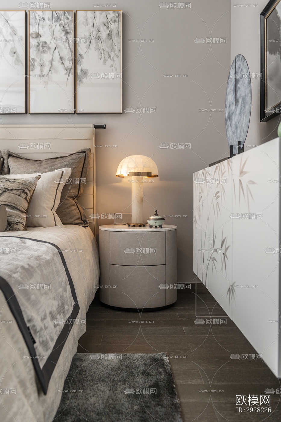 新中式平层效果图下载（渲染图11）