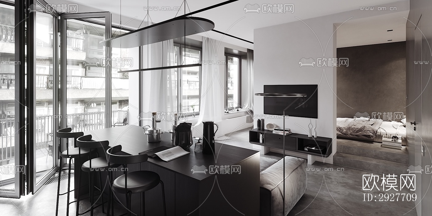 高级灰别墅效果图下载（渲染图11）