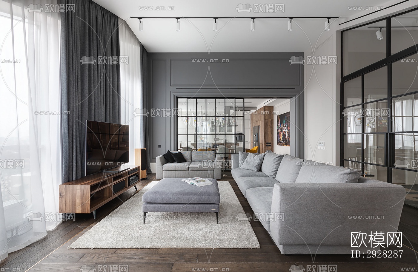 现代平层效果图下载（渲染图1）