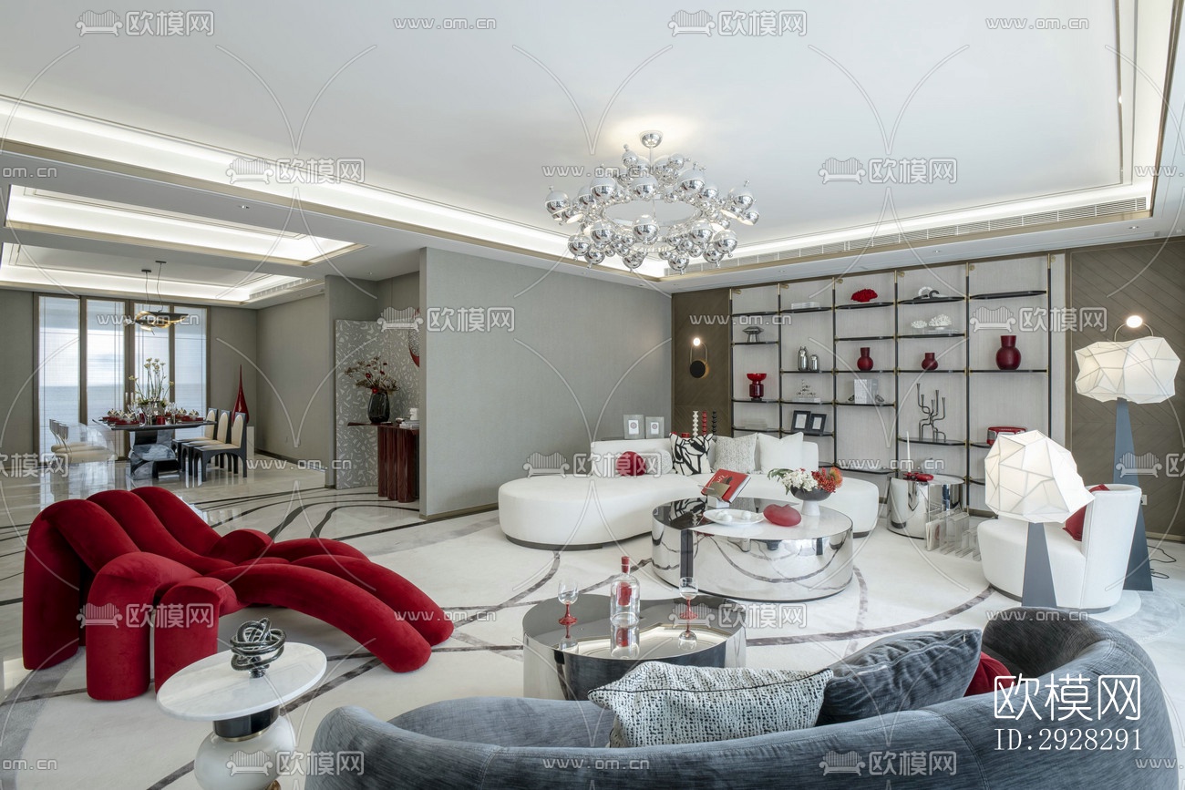 现代平层效果图下载（渲染图14）