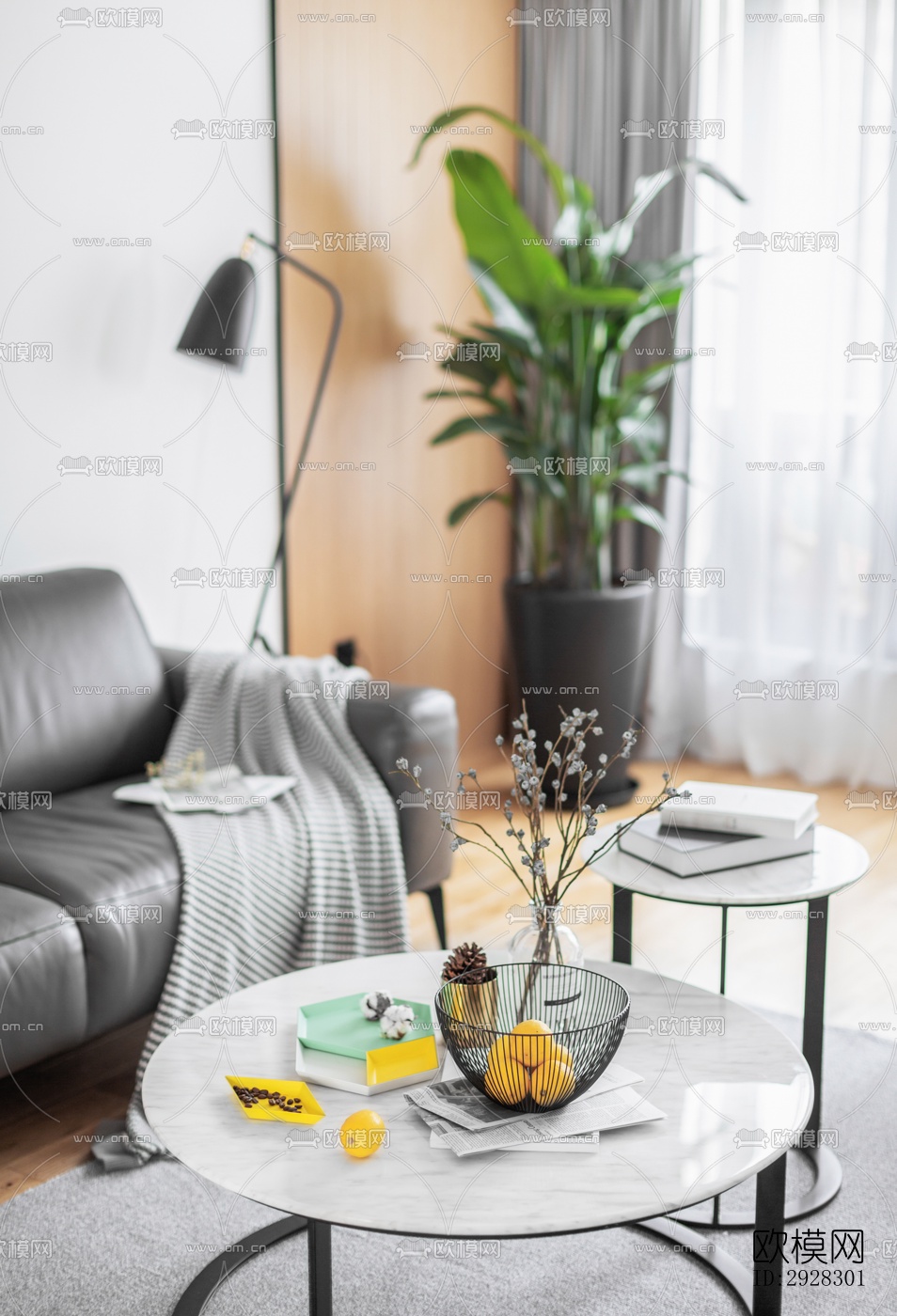 现代平层效果图下载（渲染图1）