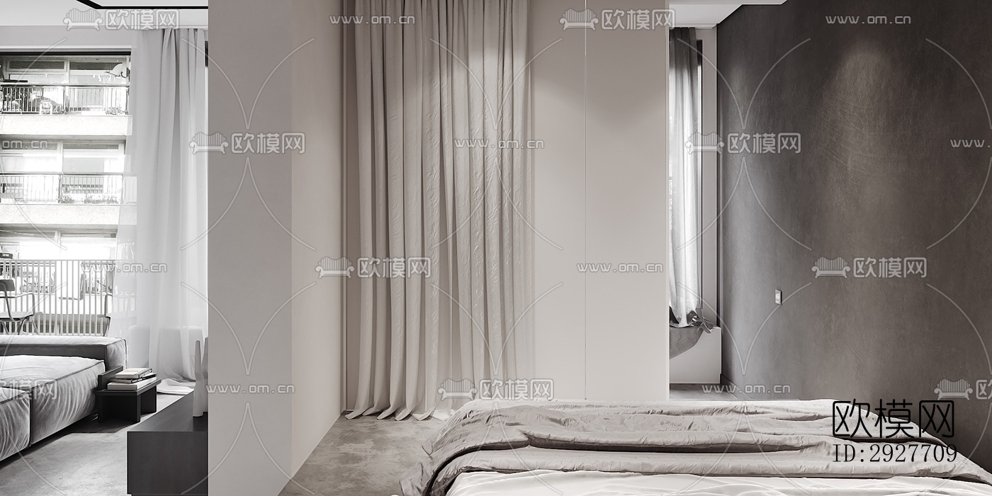 高级灰别墅效果图下载（渲染图5）