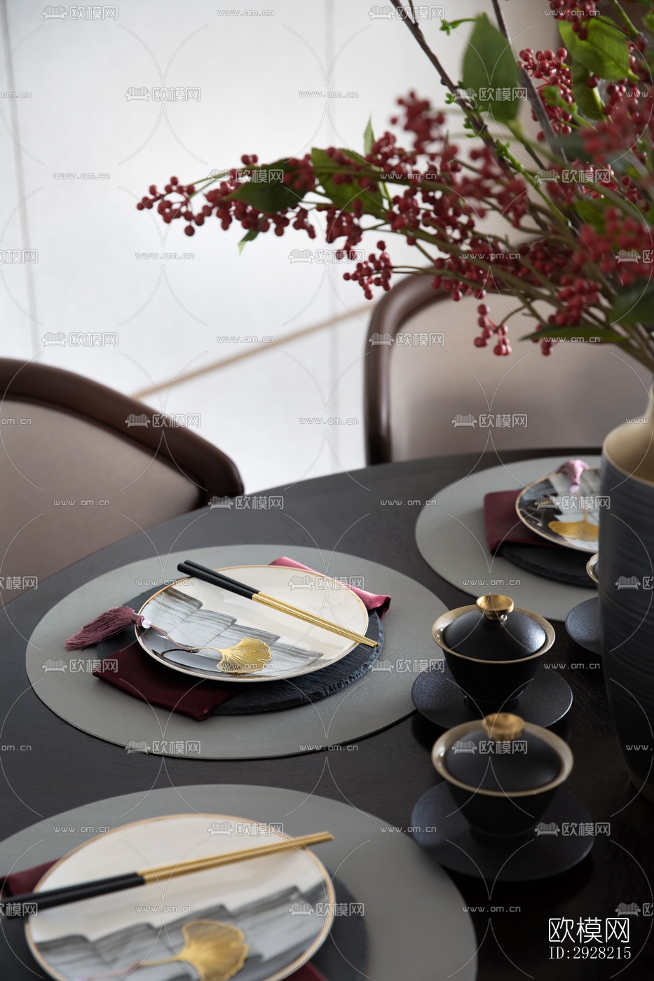 新中式平层效果图下载（渲染图1）