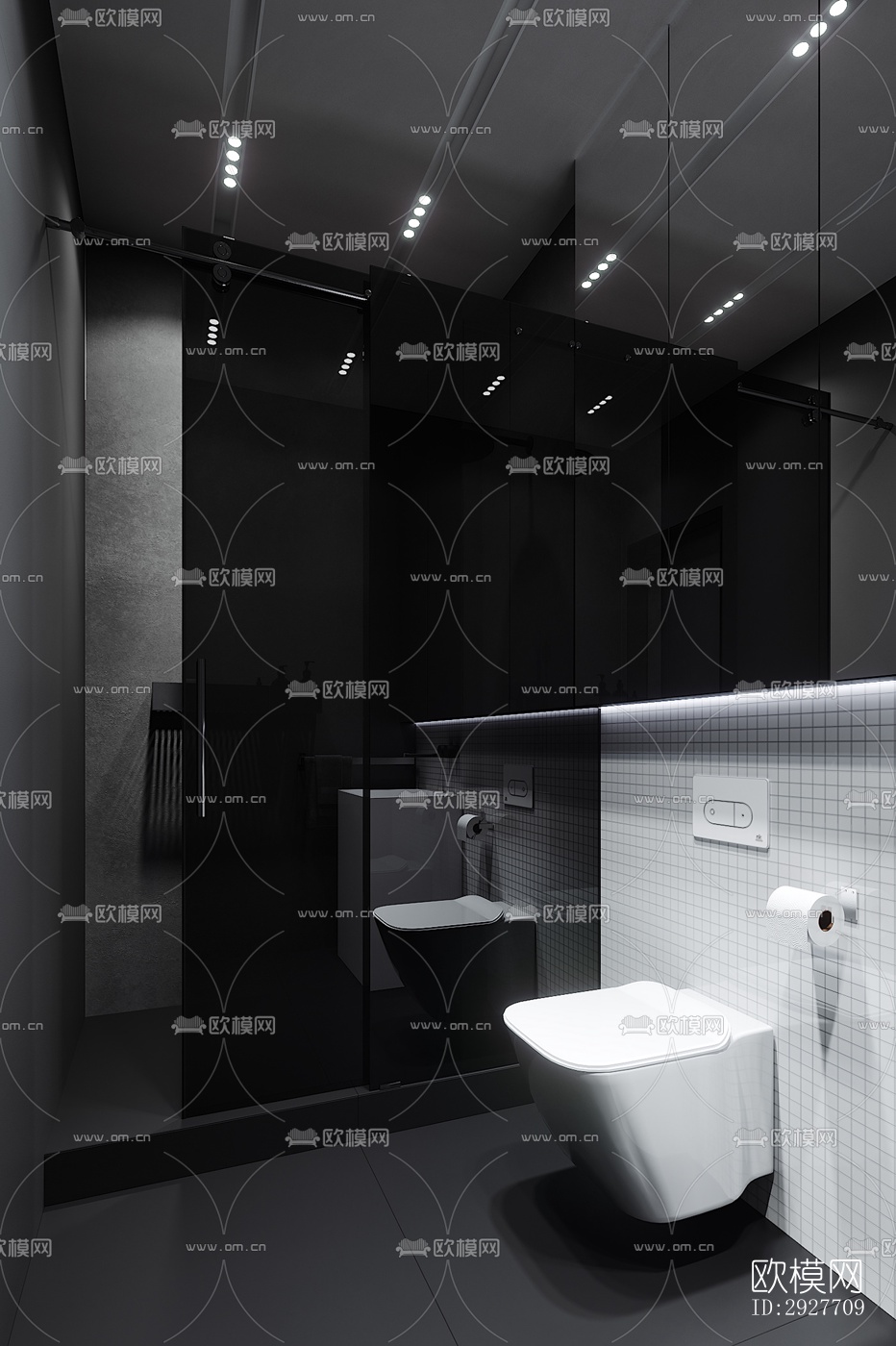 高级灰别墅效果图下载（渲染图8）