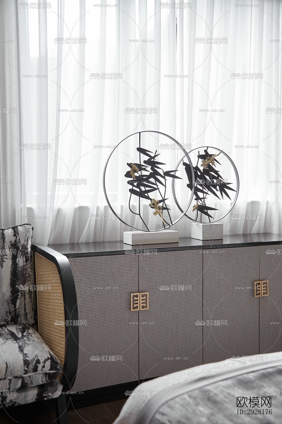 新中式平层效果图下载（渲染图2）