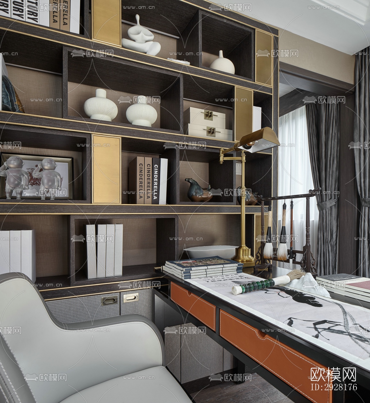 新中式平层效果图下载（渲染图18）