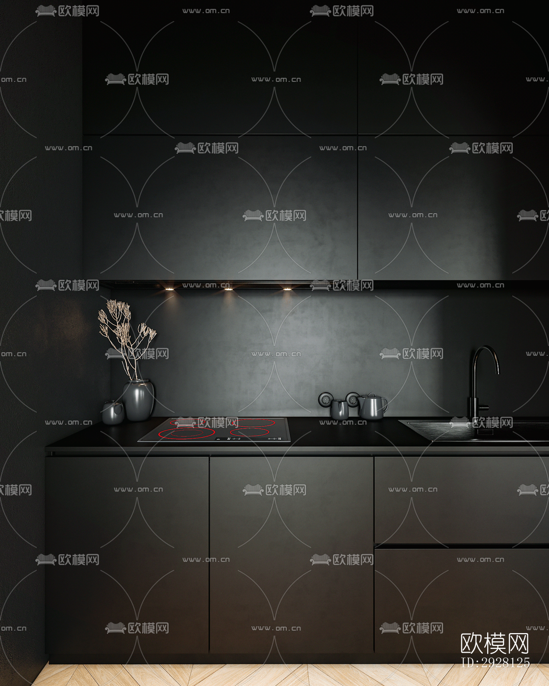 高级灰公寓效果图下载（渲染图6）