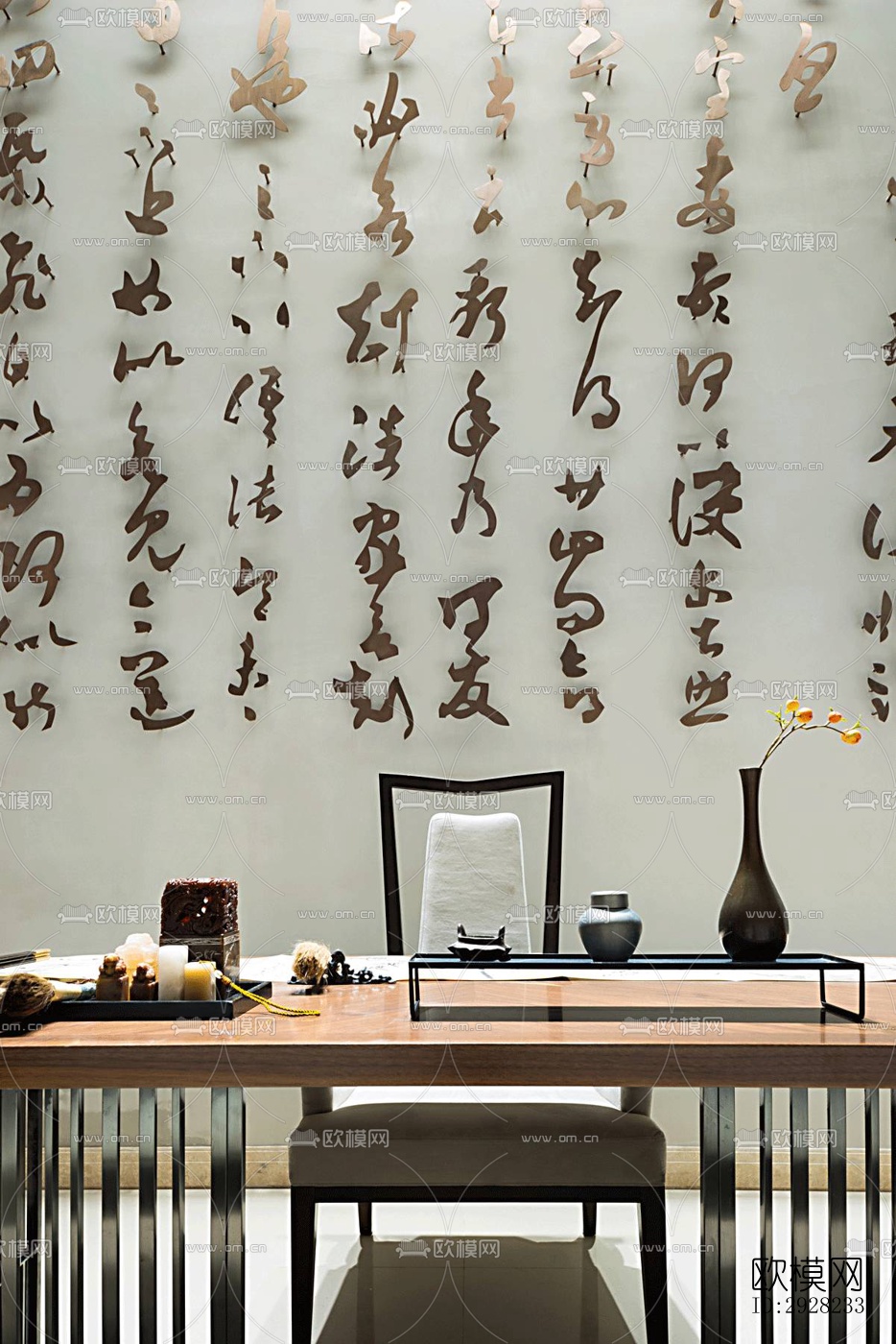 新中式平层效果图下载（渲染图4）