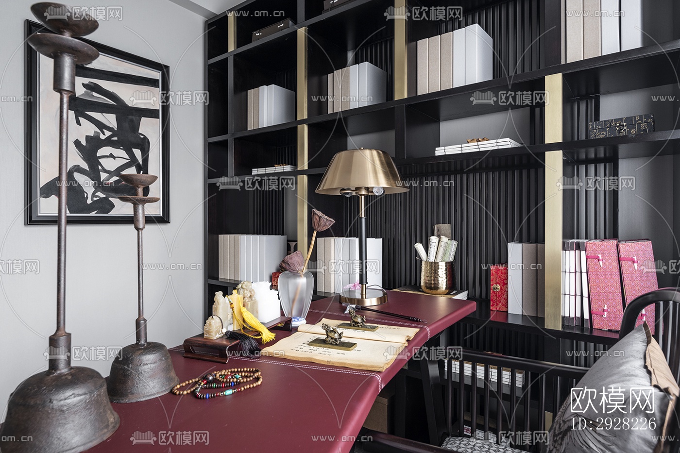 新中式平层效果图下载（渲染图15）