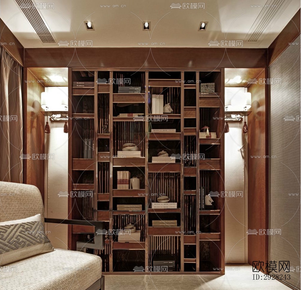 新中式平层效果图下载（渲染图7）