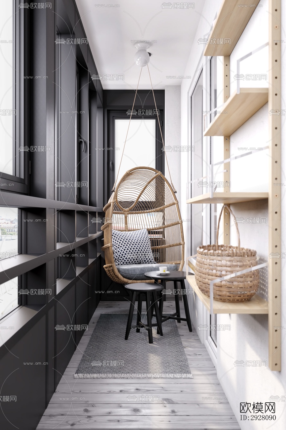 高级灰公寓效果图下载（渲染图14）