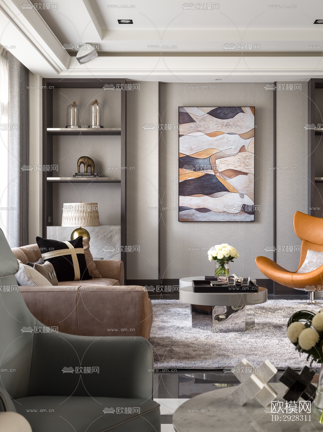 现代平层效果图下载（渲染图10）