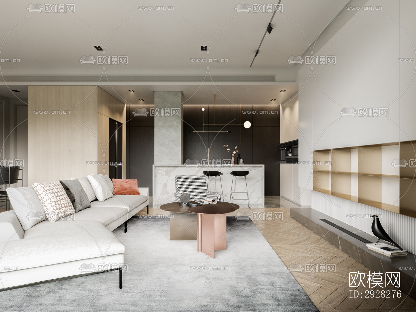 欧式平层效果图下载（渲染图3）