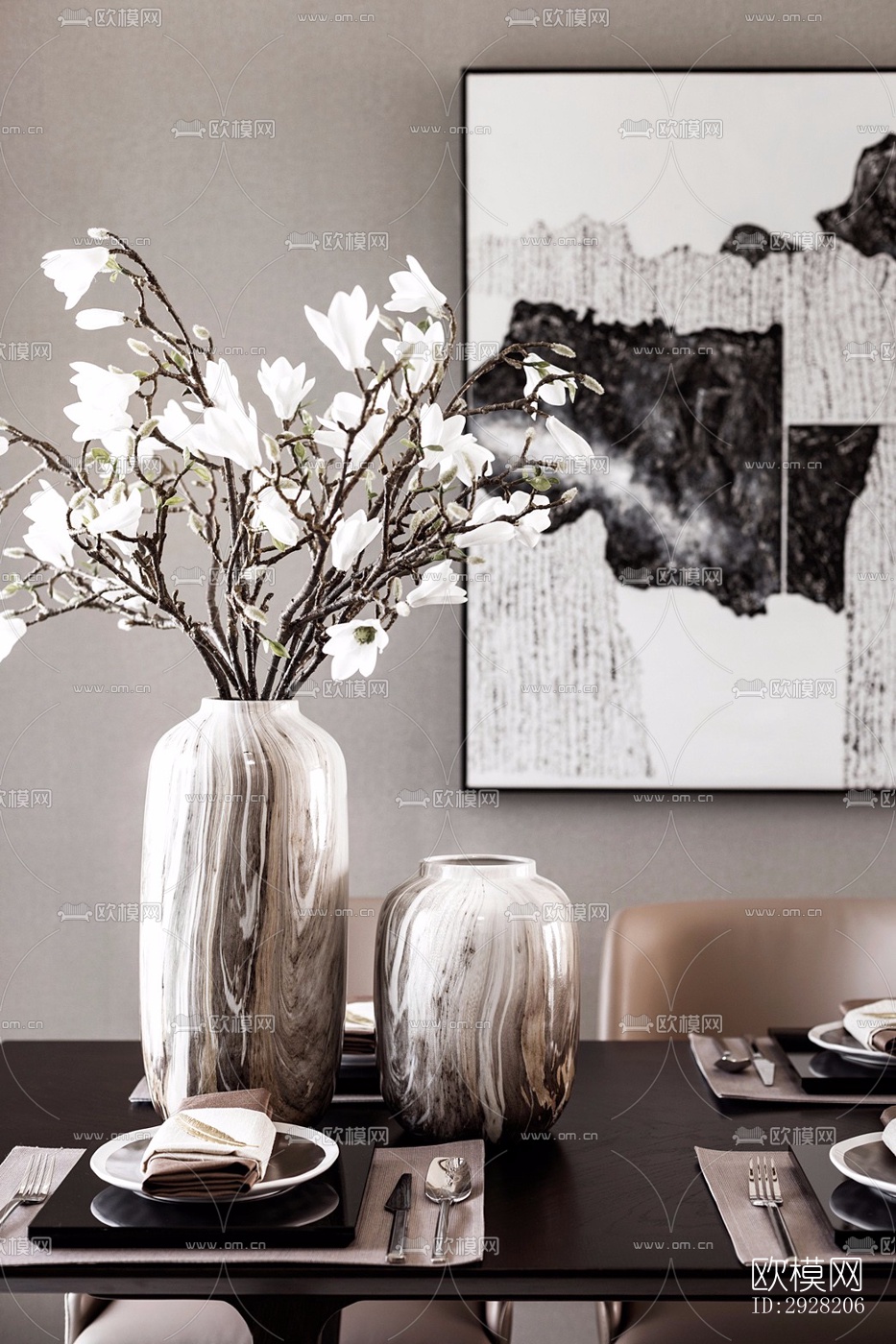 新中式平层效果图下载（渲染图9）