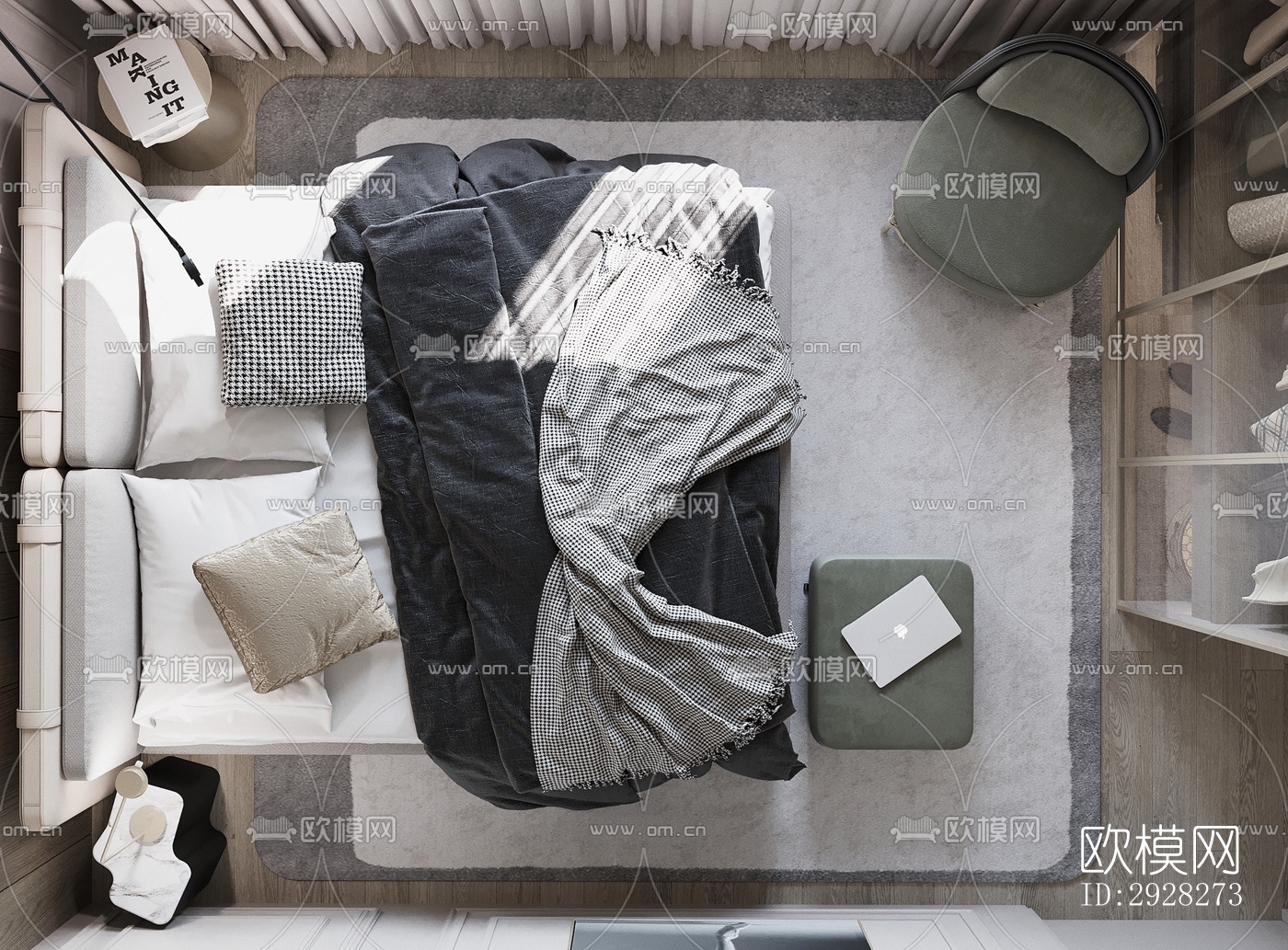 欧式平层效果图下载（渲染图6）