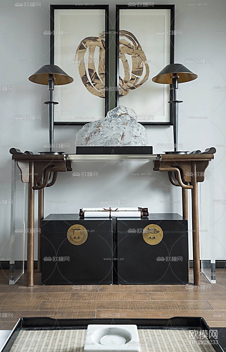 新中式平层效果图下载（渲染图8）