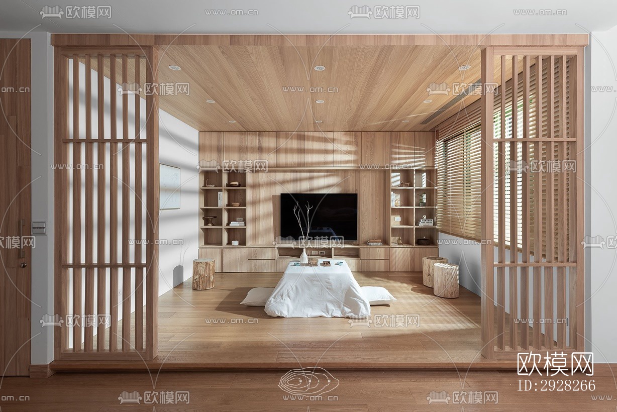 日式平层效果图下载（渲染图15）