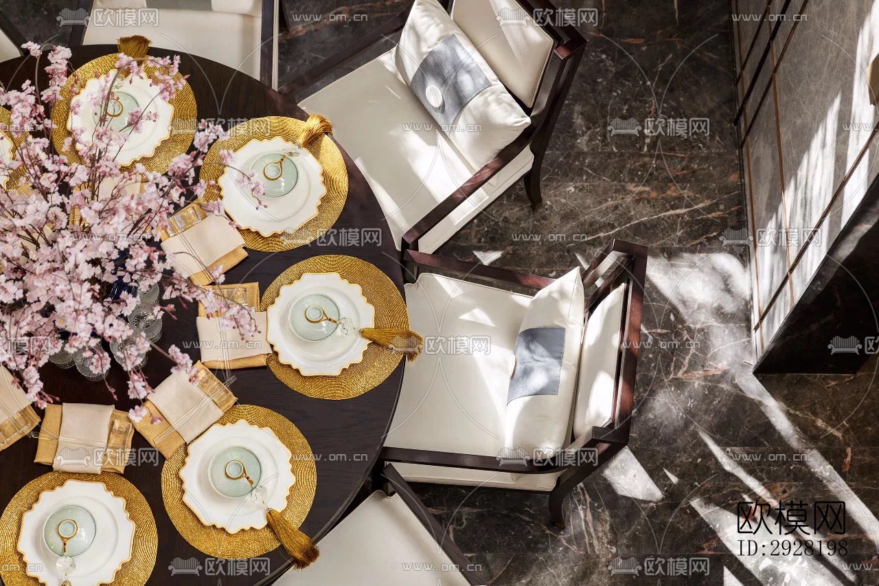 新中式平层效果图下载（渲染图11）