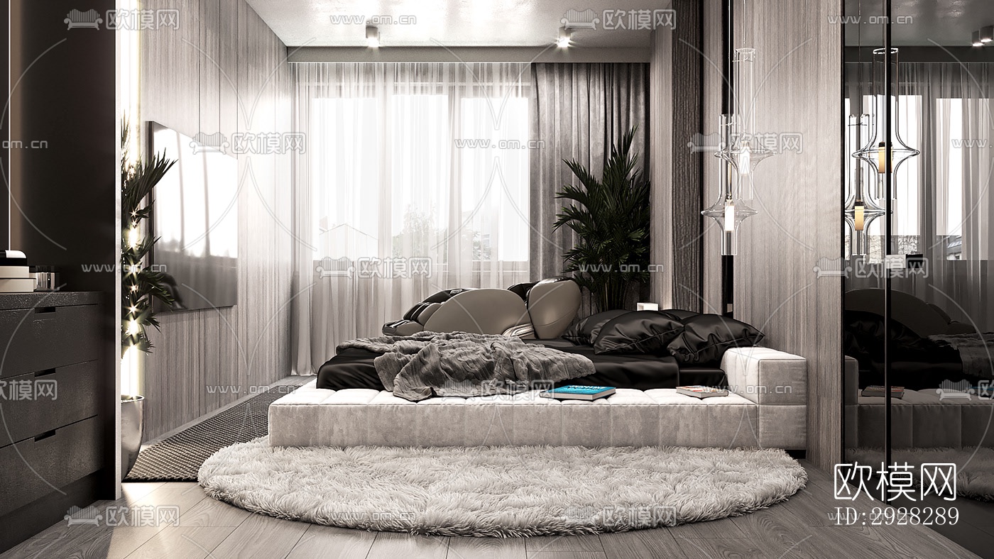 现代平层效果图下载（渲染图3）