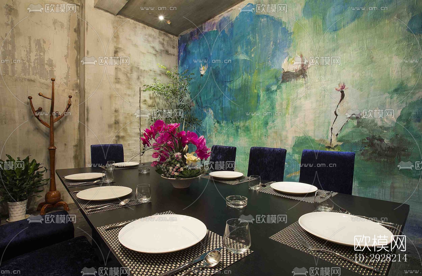 新中式平层效果图下载（渲染图11）