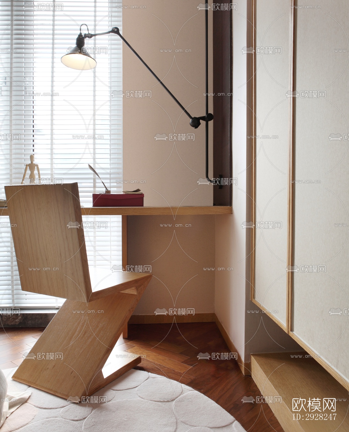 新中式平层效果图下载（渲染图4）