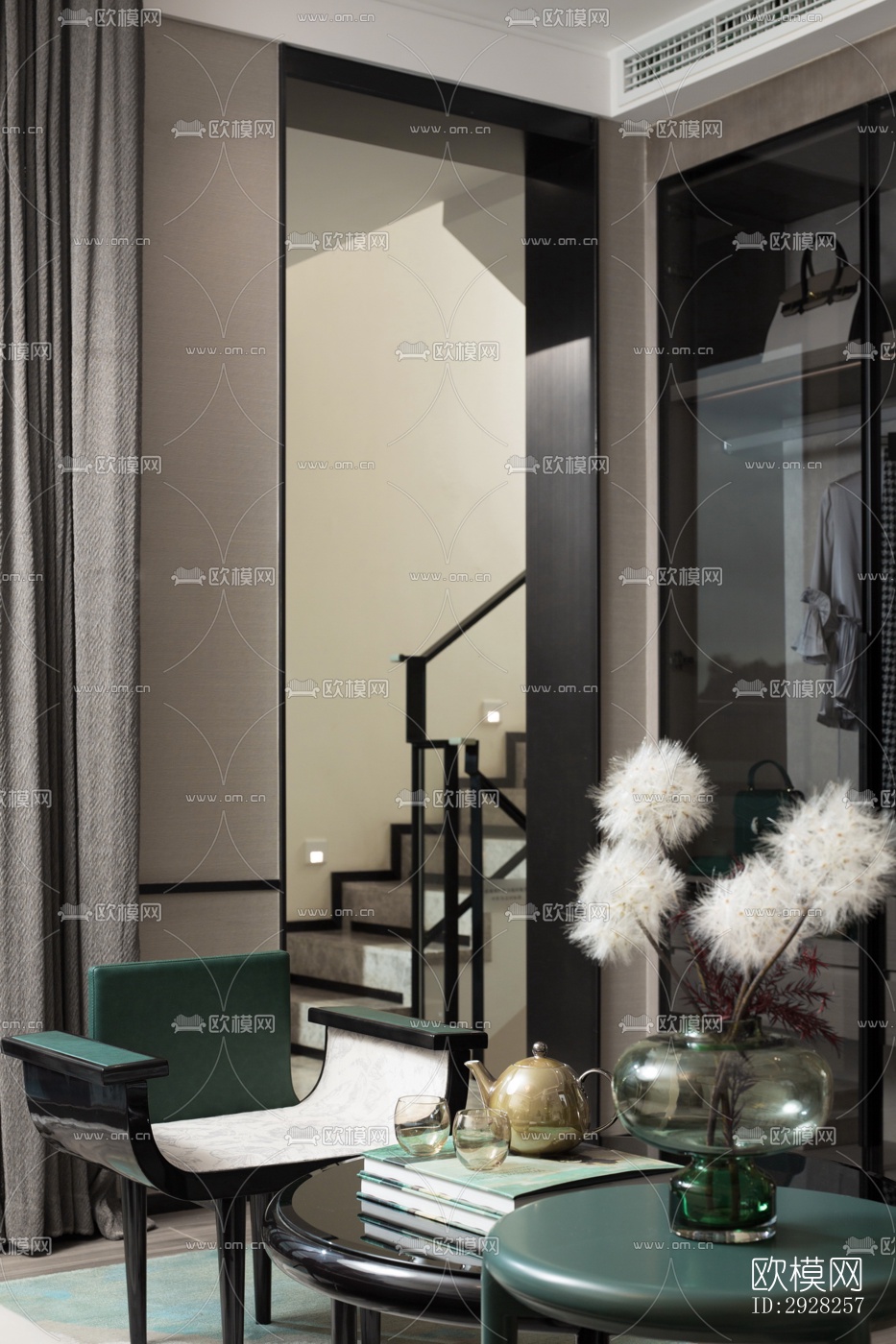 新中式平层效果图下载（渲染图6）