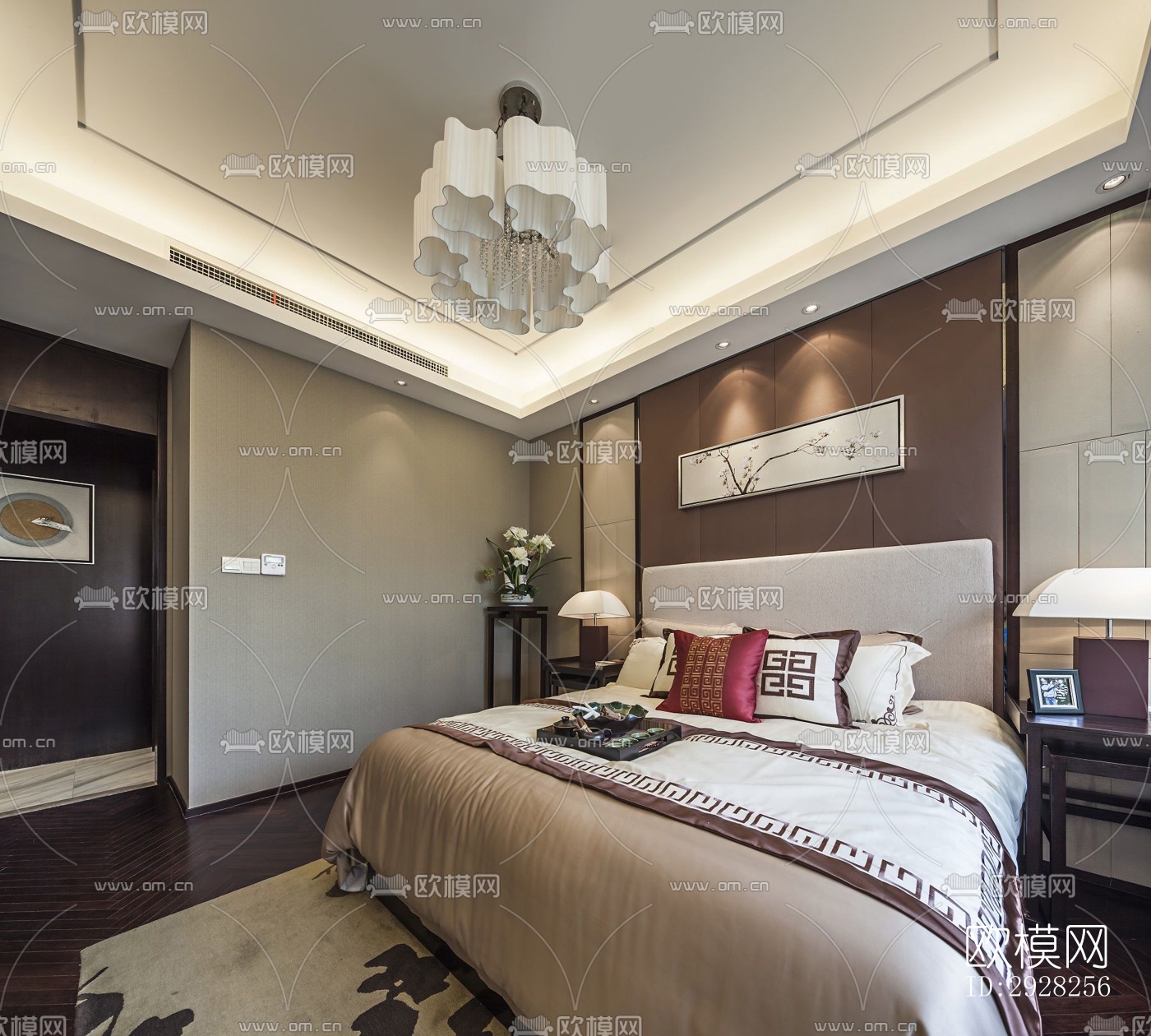 新中式平层效果图下载（渲染图5）