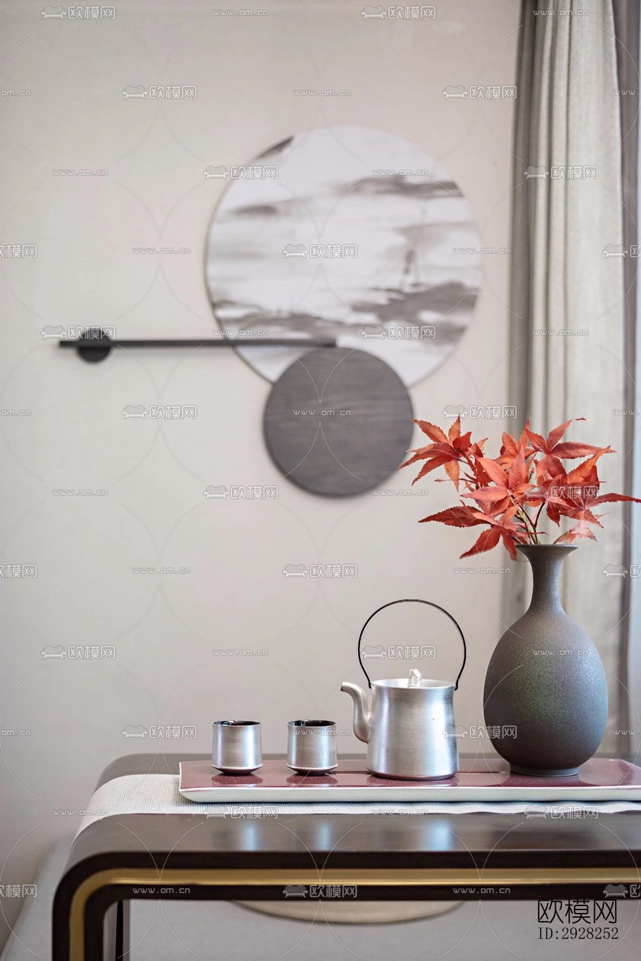 新中式平层效果图下载（渲染图8）