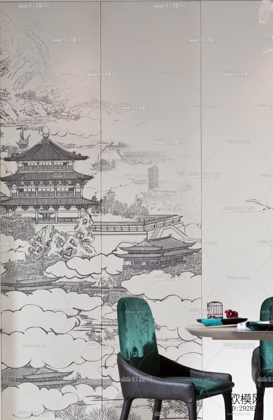 新中式平层效果图下载（渲染图15）