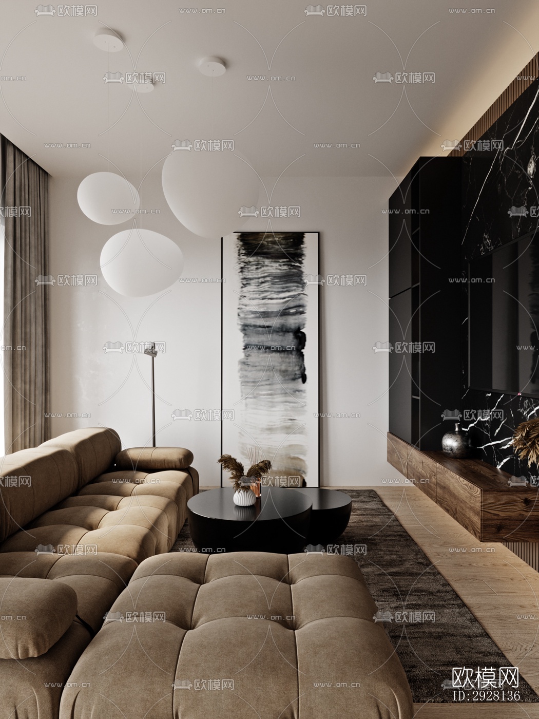 侘寂平层效果图下载（渲染图15）