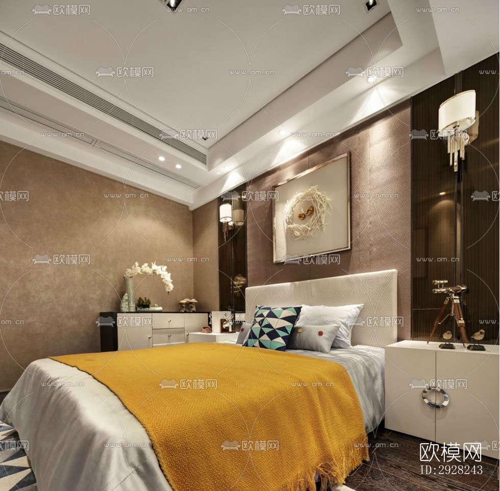 新中式平层效果图下载（渲染图2）