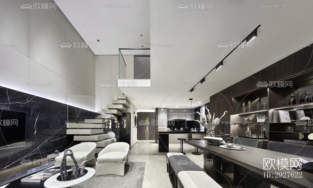 现代复式效果图下载（渲染图12）