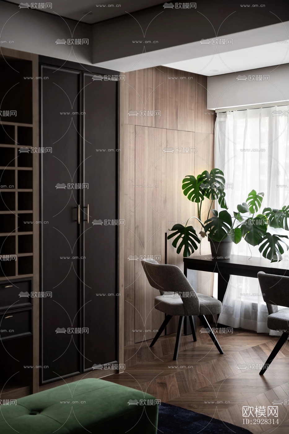 现代平层效果图下载（渲染图15）