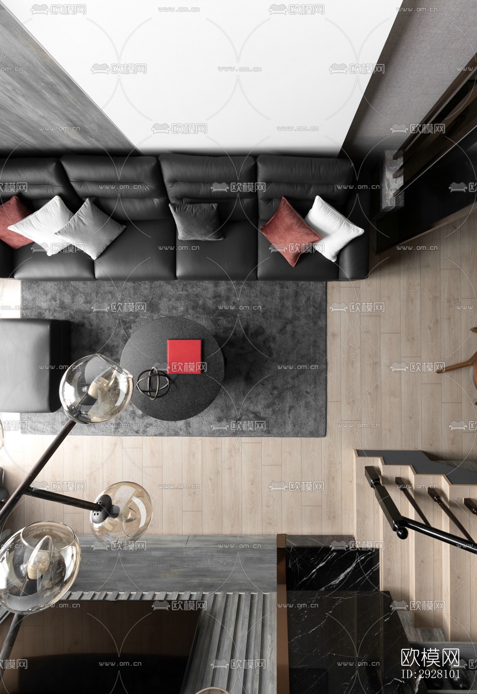 高级灰公寓效果图下载（渲染图10）