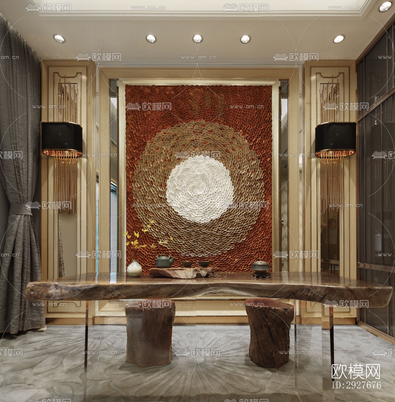 新中式别墅效果图下载（渲染图6）