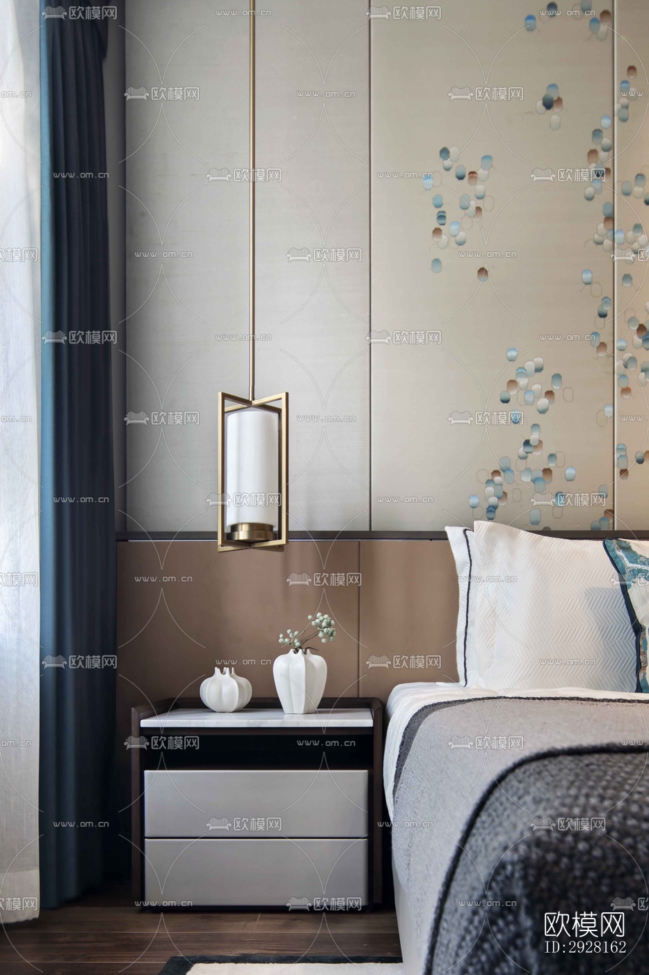 新中式平层效果图下载（渲染图13）