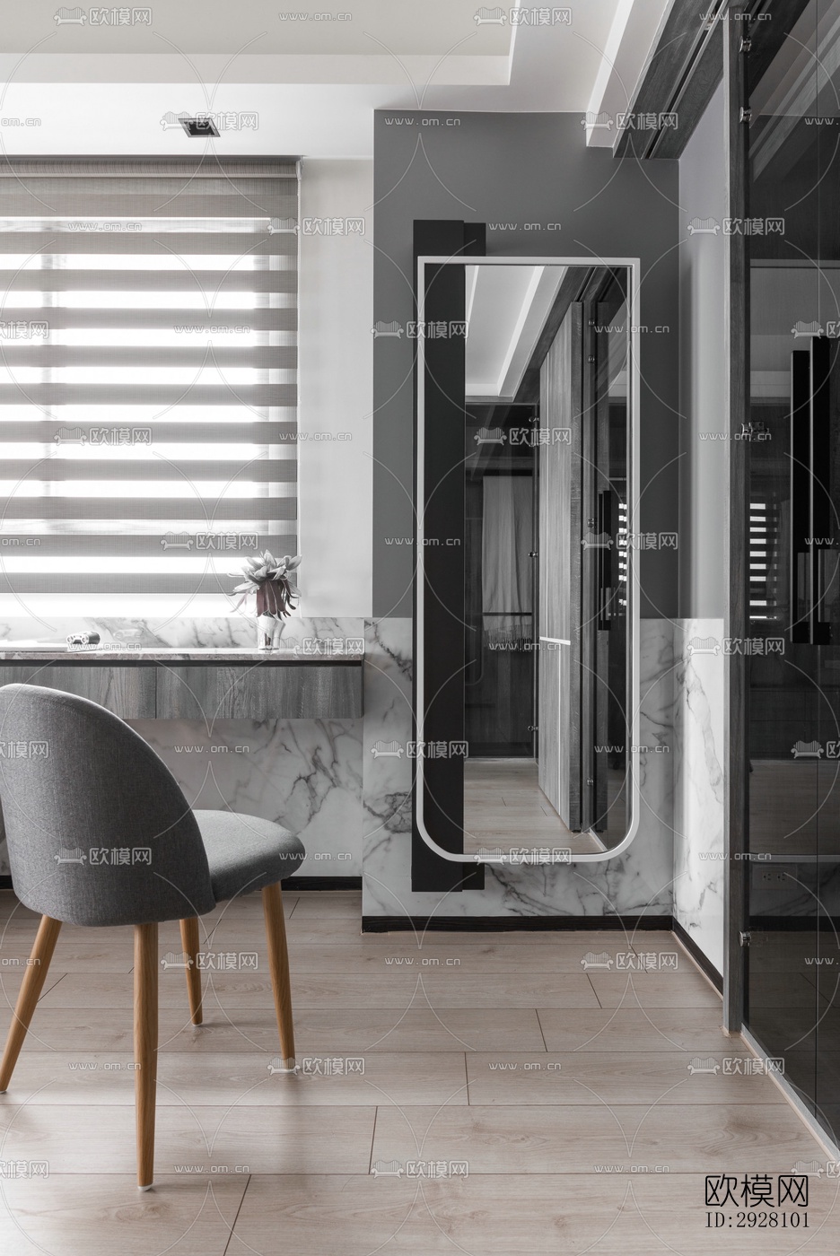 高级灰公寓效果图下载（渲染图7）