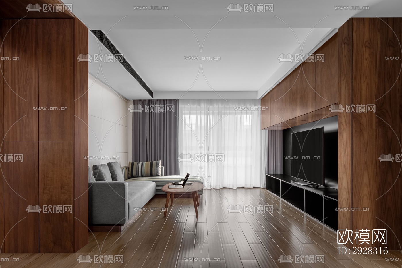 现代平层效果图下载（渲染图9）