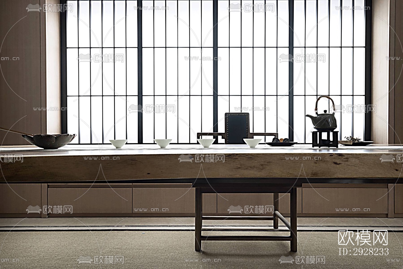 新中式平层效果图下载（渲染图6）