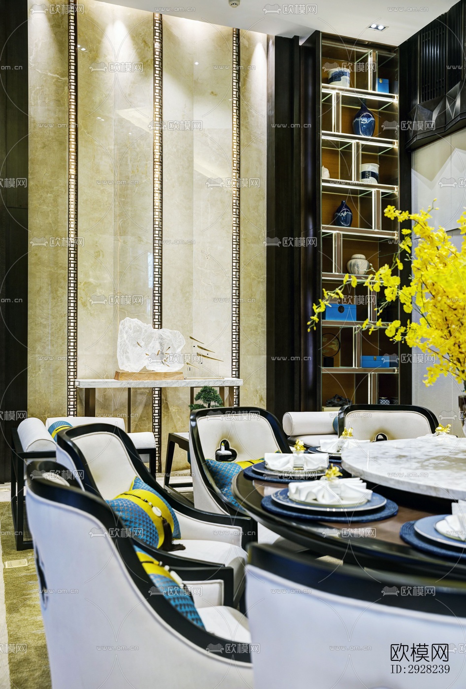 新中式平层效果图下载（渲染图8）