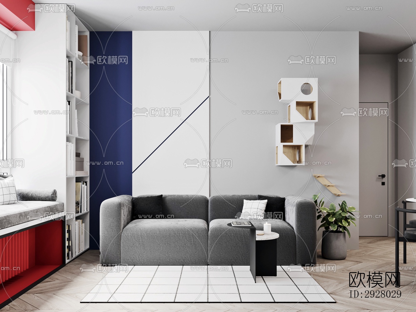 现代公寓效果图下载（渲染图1）