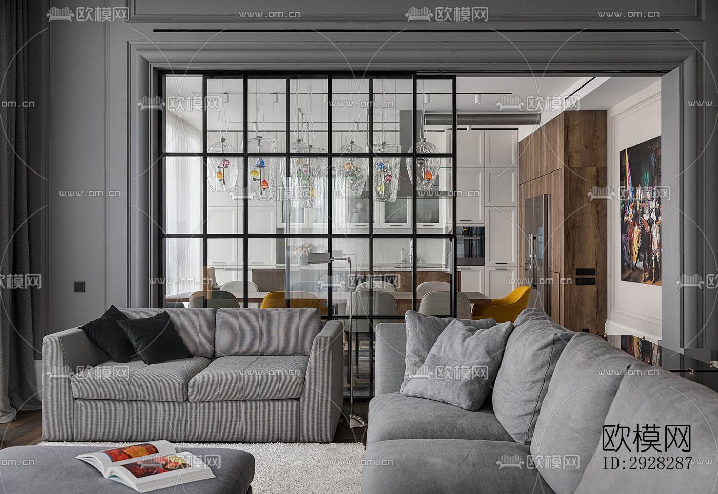 现代平层效果图下载（渲染图13）