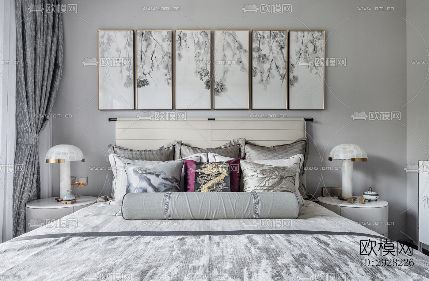 新中式平层效果图下载（渲染图8）