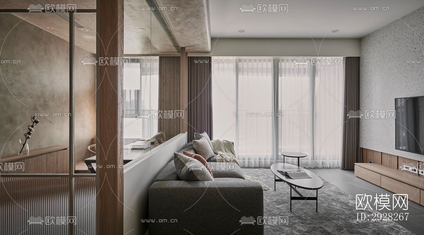 日式平层效果图下载（渲染图13）