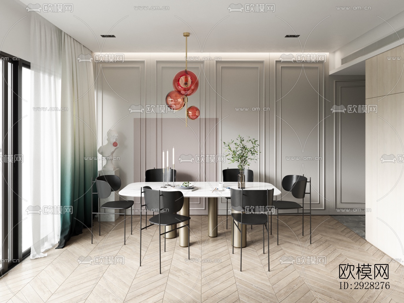 欧式平层效果图下载（渲染图9）