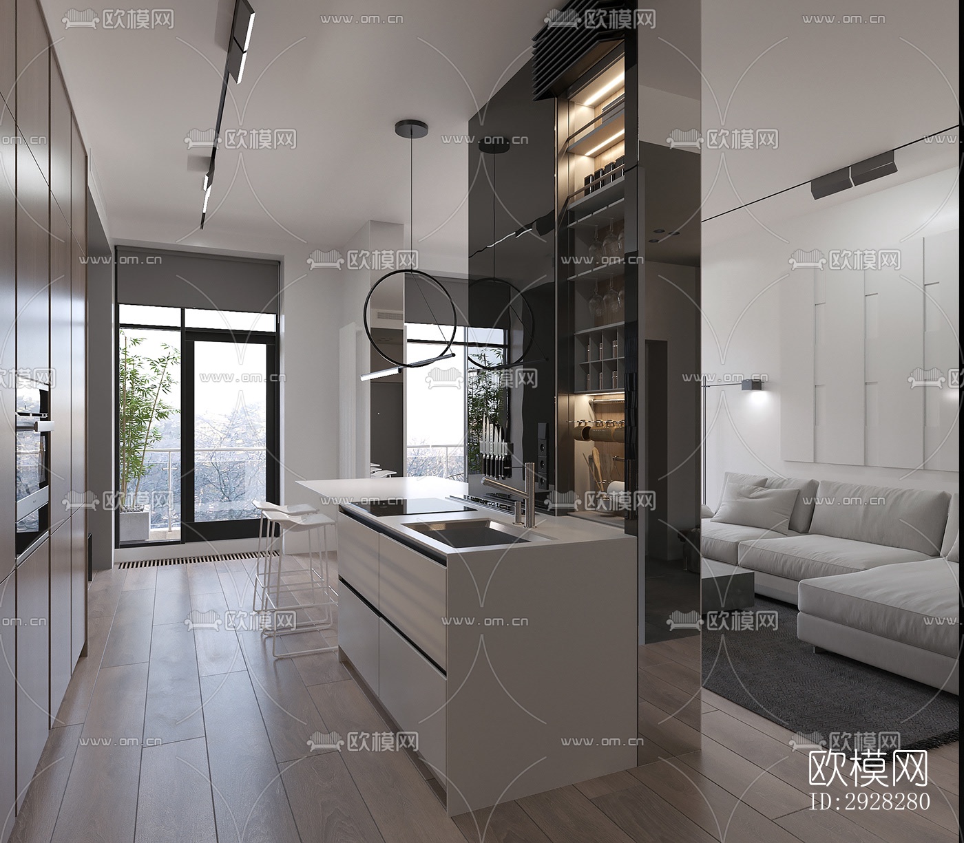 现代平层效果图下载（渲染图2）