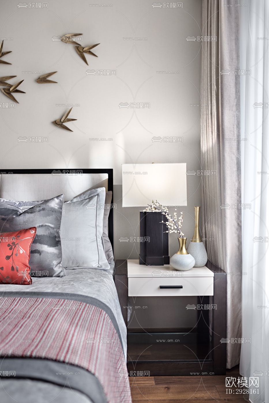 新中式平层效果图下载（渲染图10）