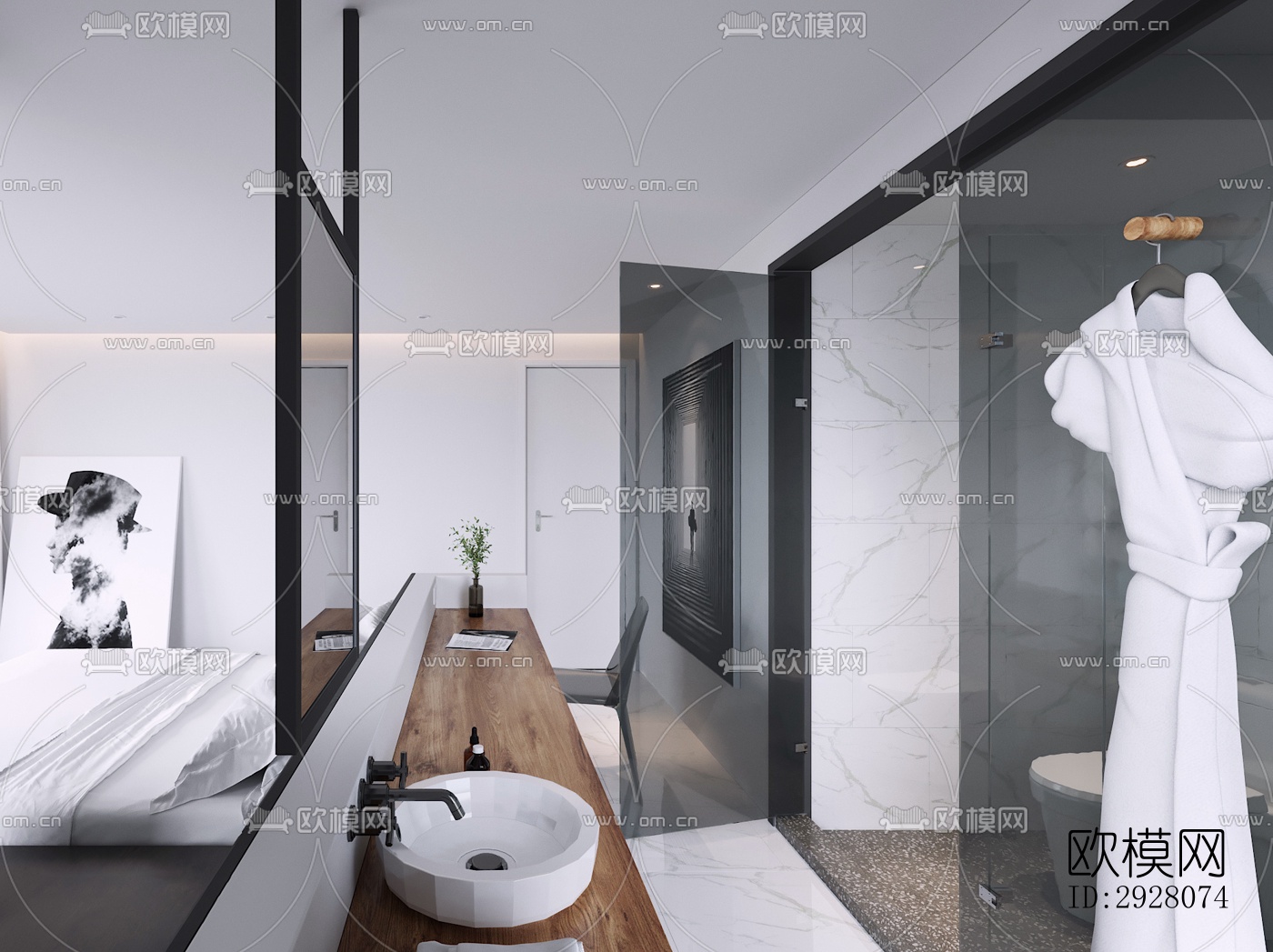 高级灰公寓效果图下载（渲染图4）